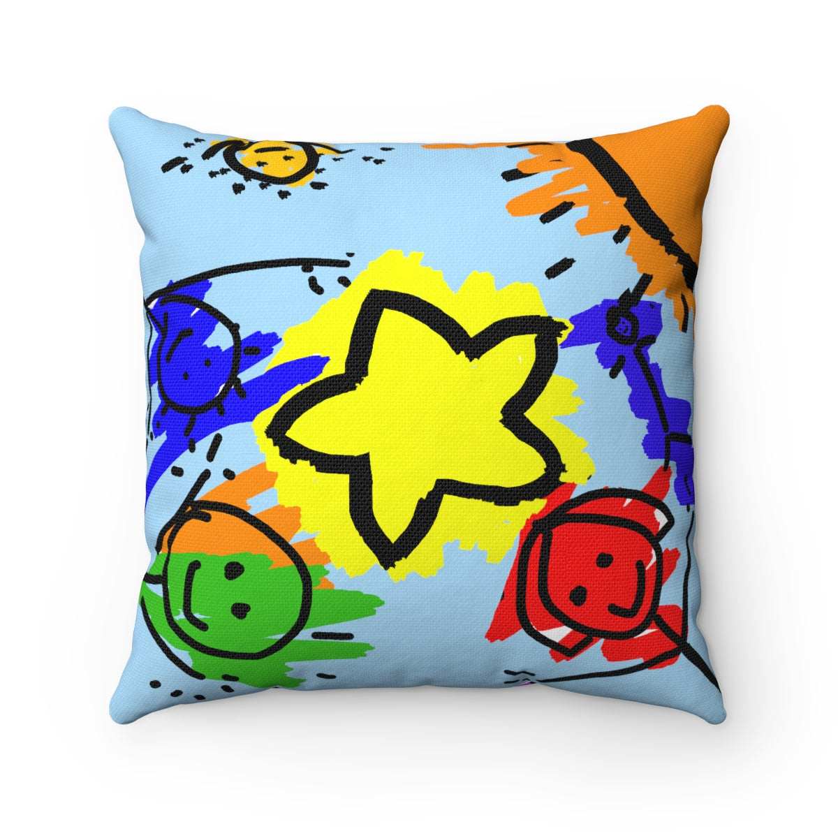 Spun Polyester Square Pillow Light Blue Ocean