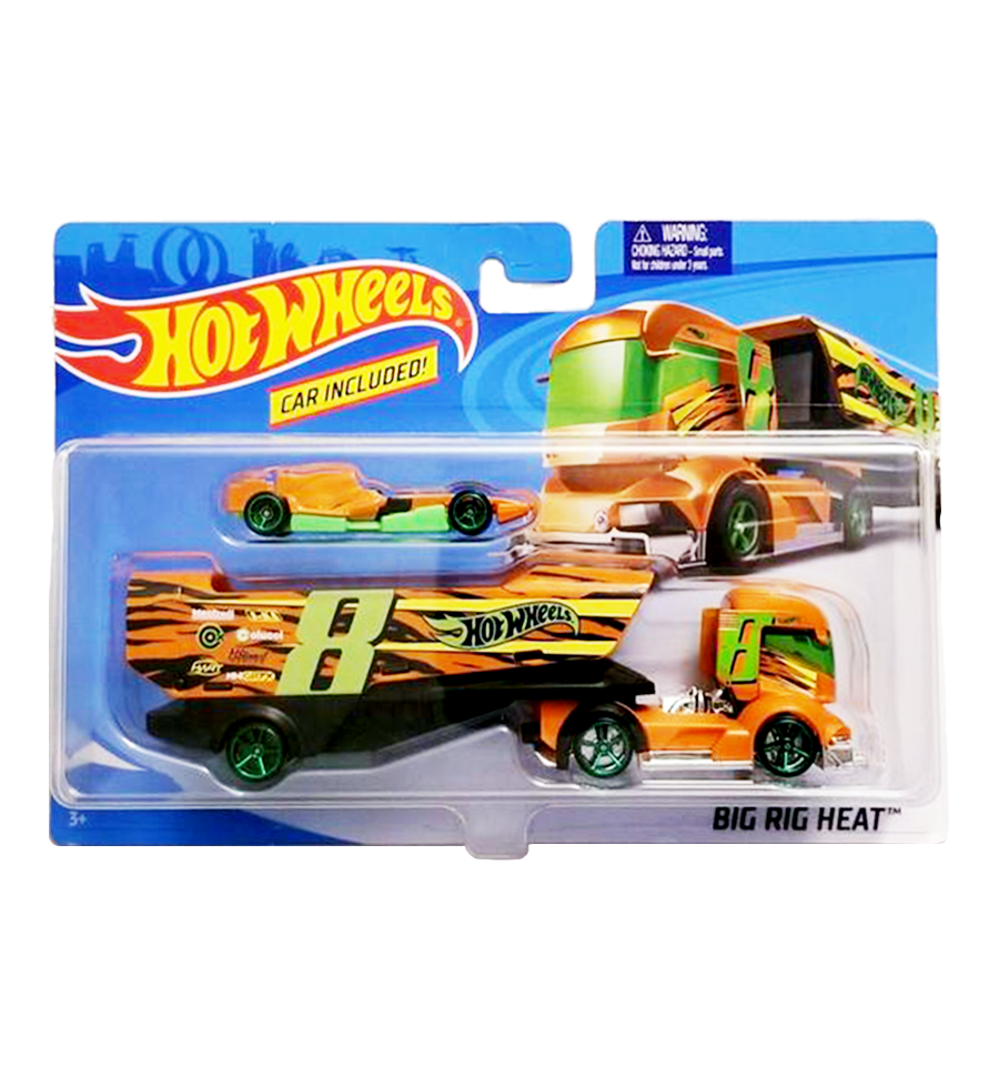 Hot Wheels Big Rig Heat with Detachable Trailer and Car Orange
