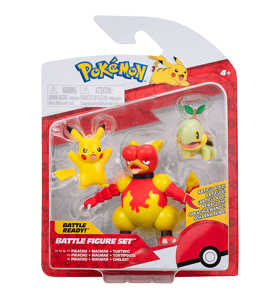 Pok mon Battle Figure Pikachu Magmar Turtwig Mini Figure 3 Pack