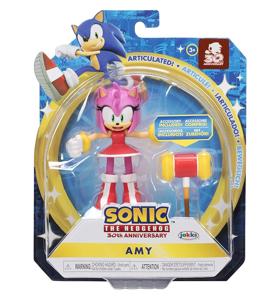 Sonic The Hedgehog Amy 4 Action Figure Modern, with Hammer Jakks