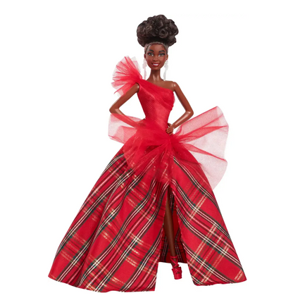 Barbie Signature 2024 Holiday Barbie Fashion Doll, Seasonal Collector Gift, Brown Hair with Plaid Gown