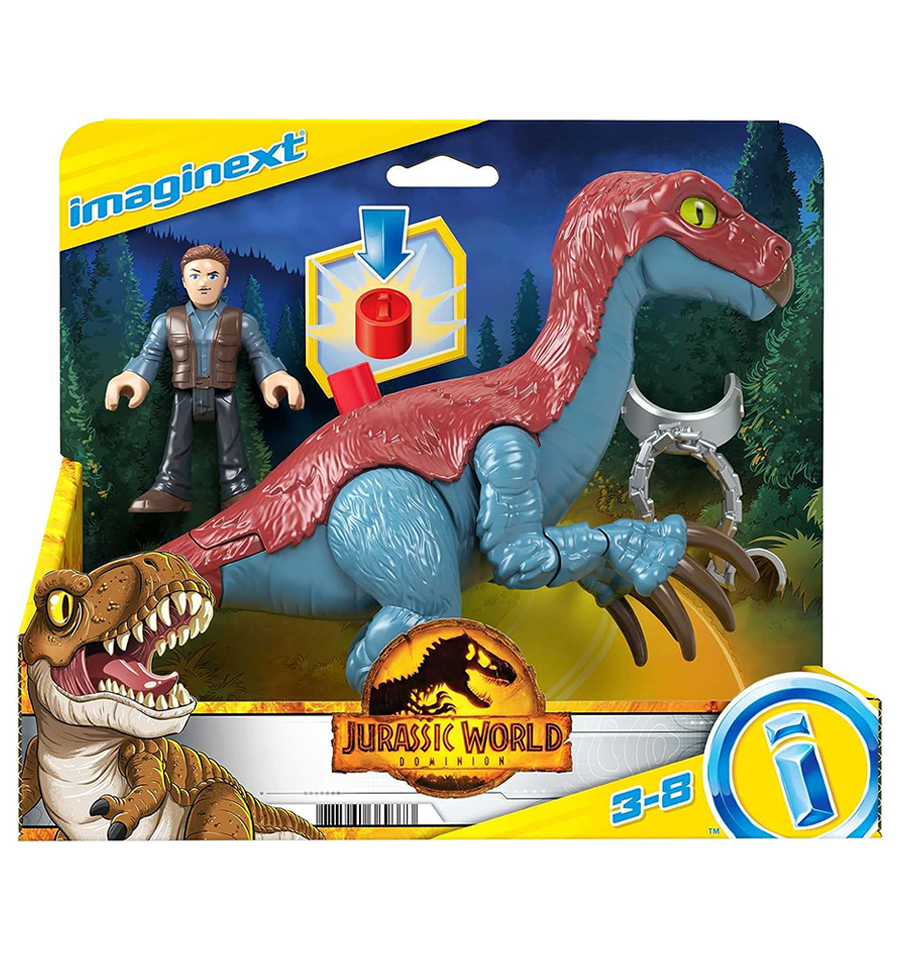 Imaginex Jurassic World Dominion Therizinosaurus Dinosaur & Owen Grady Poseable Figure S