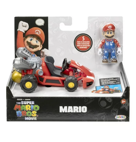Super Mario Bros. The Movie Pull Back Racers Mario Figure & Vehicle