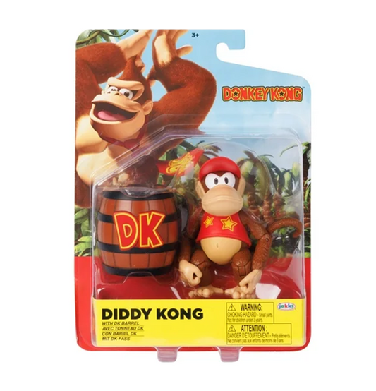 World of Nintendo 4" Diddy Kong with DK Barrel Action Figure