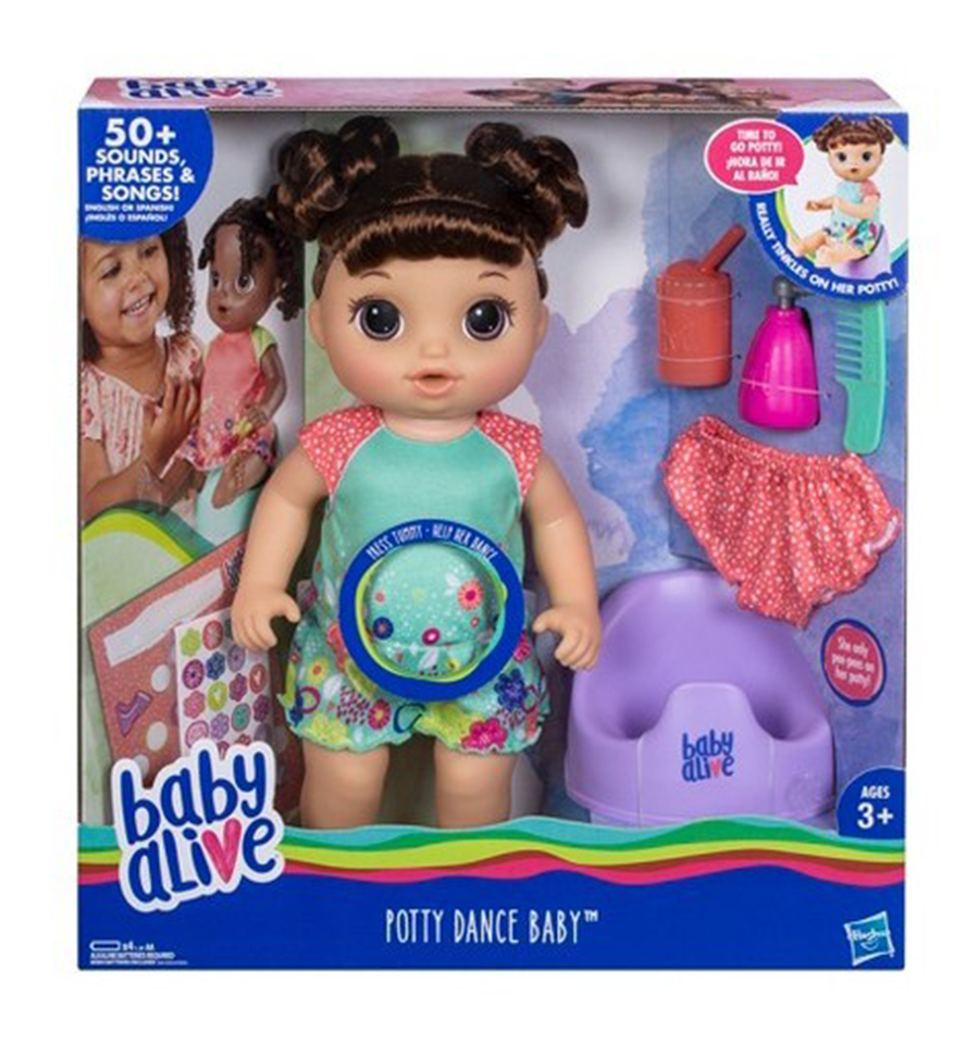 Baby Alive Potty Dance Baby Doll - Brown Curly Hair