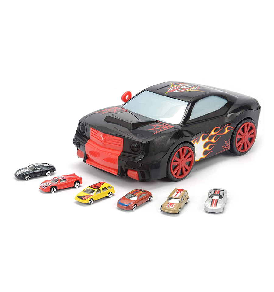 Carry and Launch Car Case with 6 Die Cast Cars