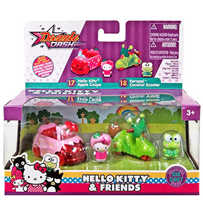 Hello Kitty Dazzle Dash Friends Apple Coupe & Keroppi Scooter Metals Diecast