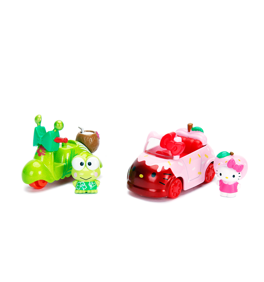 Hello Kitty Dazzle Dash Friends Apple Coupe & Keroppi Scooter Metals Diecast