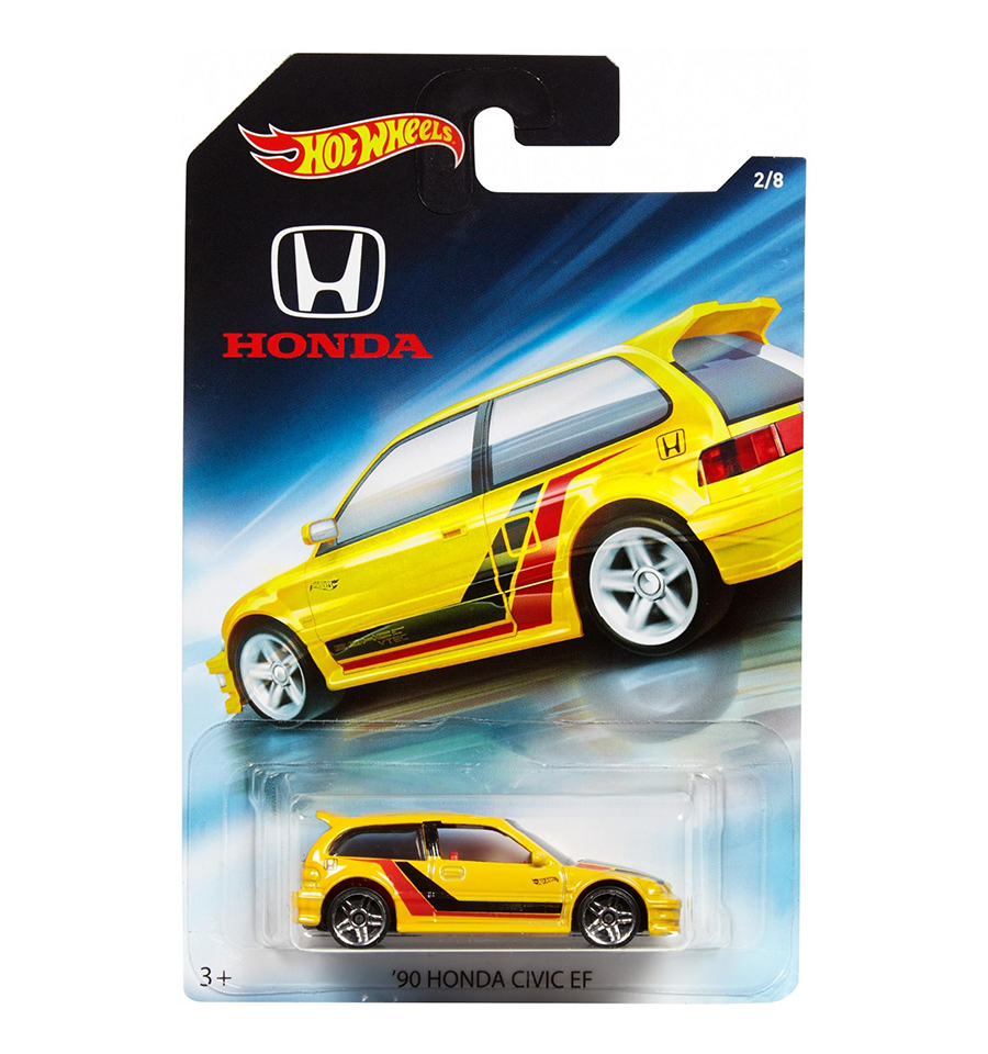 Hot Wheels Honda Series- 90 Yellow Honda Civic EF # (2/8)