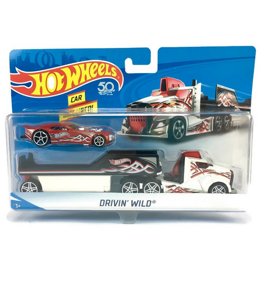 Hot Wheels Super Rig Drivin Wild White/Red with Car