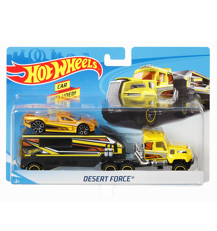 Hot Wheels Rig Desert Force - Car with Transporter