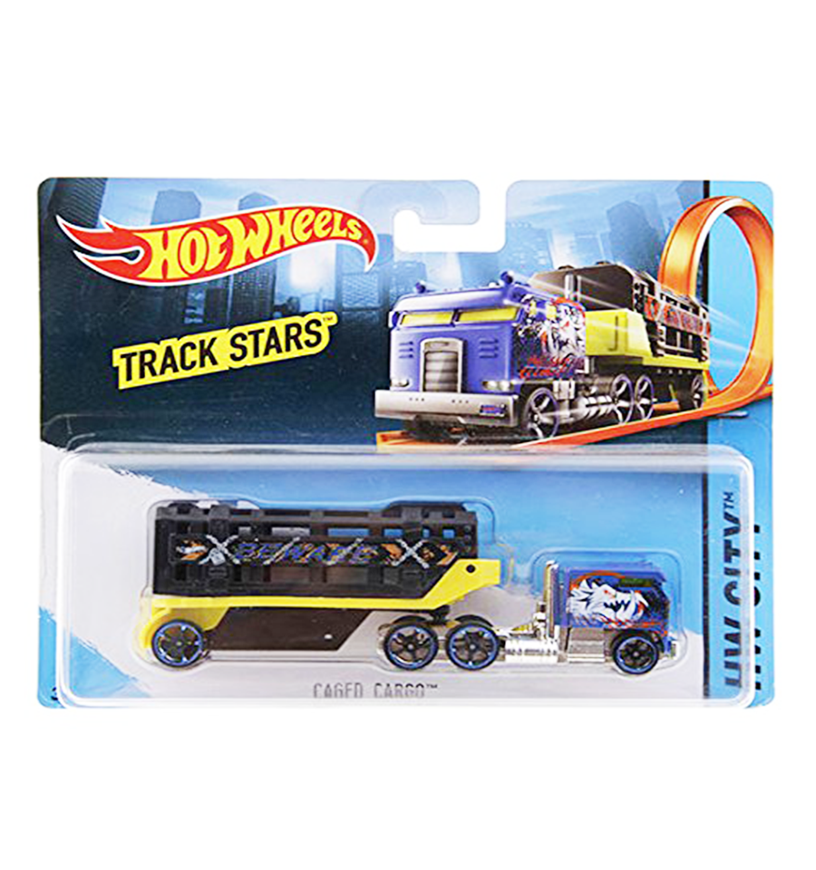 Hot Wheels Track Stars CAGED CARGO Truck (Blue / Yellow)