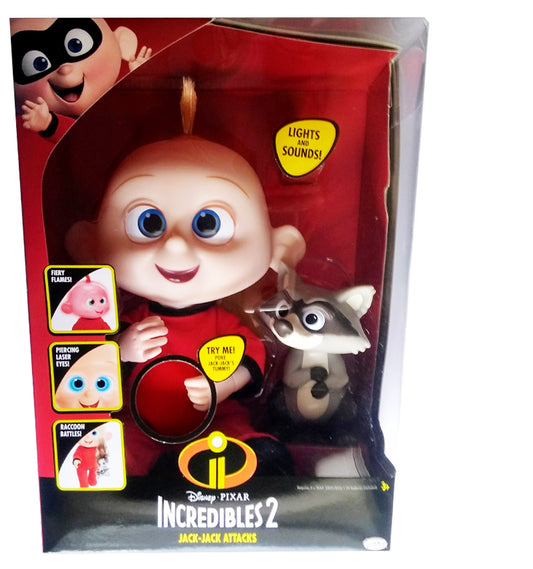 The Incredibles 2 Jack-Jack Action Doll Features Lights & Sounds and comes with Raccoon Toy