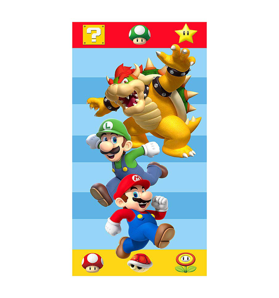 Super Mario Nintendo Help A Friend Beach Towel Mario Luigi and Bowser 