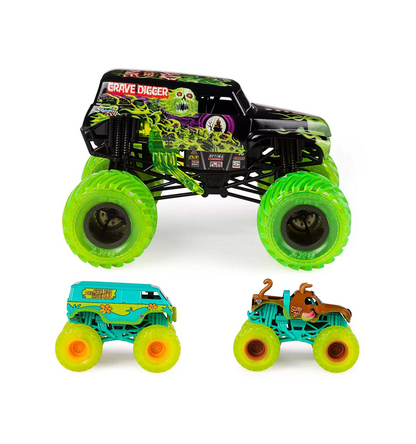 Monster Jam Curse Of The Gasoline Grave Digger Scooby-Doo & Mystery Machine 3-PK