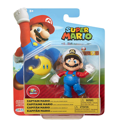 World of Nintendo Mario Captain Mario 4” Figure with Power Moon