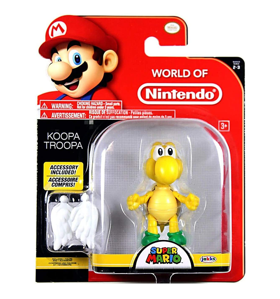 World of Nintendo 4" Green Shell Koopa para Troopa with Wings Action Figure