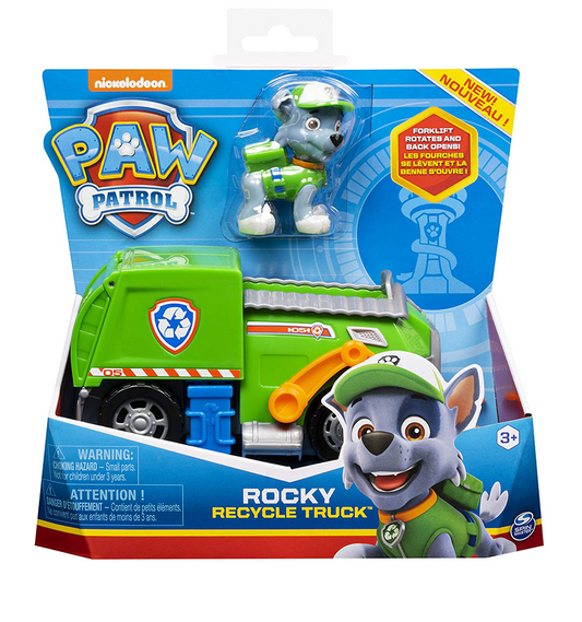 PAW Patrol, Rocky’s Recycle Truck Vehicle with Collectible Figure