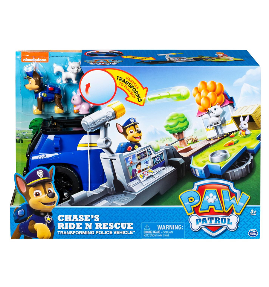 Paw Patrol, Chase’s Ride ‘N’ Rescue, Transforming 2-in-1 Playset & Police Cruiser