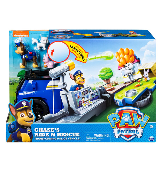 Paw Patrol, Chase’s Ride ‘N’ Rescue, Transforming 2-in-1 Playset & Police Cruiser