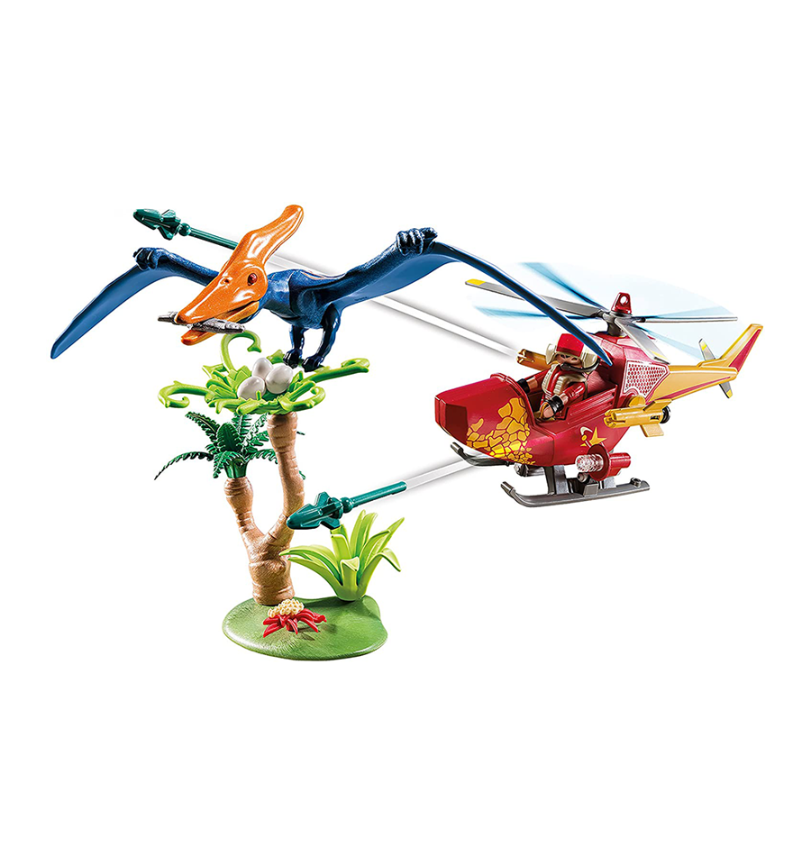 PLAYMOBIL Adventure Copter with Pterodactyl Building Set- 39 pieces