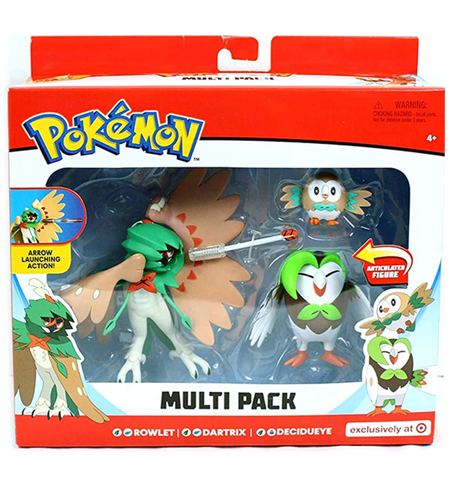 Pokémon Multi Figure Pack - Rowlet, Dartrix and Decidueye - Arrow Launching Action!