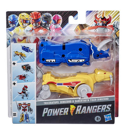 Power Rangers Mighty Morphin Triceratops and Sabertooth Tiger Dinozord 2- Pack
