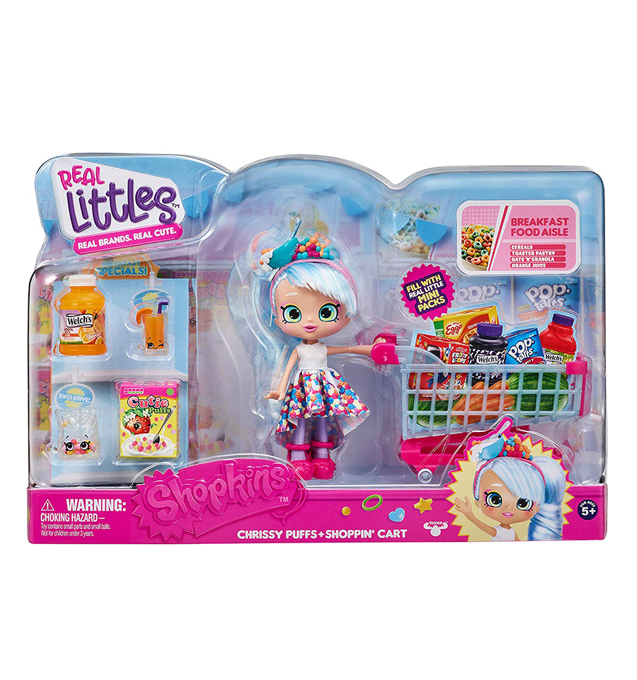 Shopkins Real Littles Chrissy Puffs Shoppie Doll + Shoppin' Cart