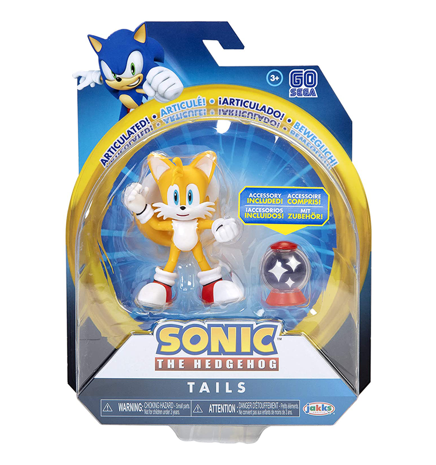 Sonic The Hedgehog 4" Tails Action Figure with Invincible Item Box Accessory