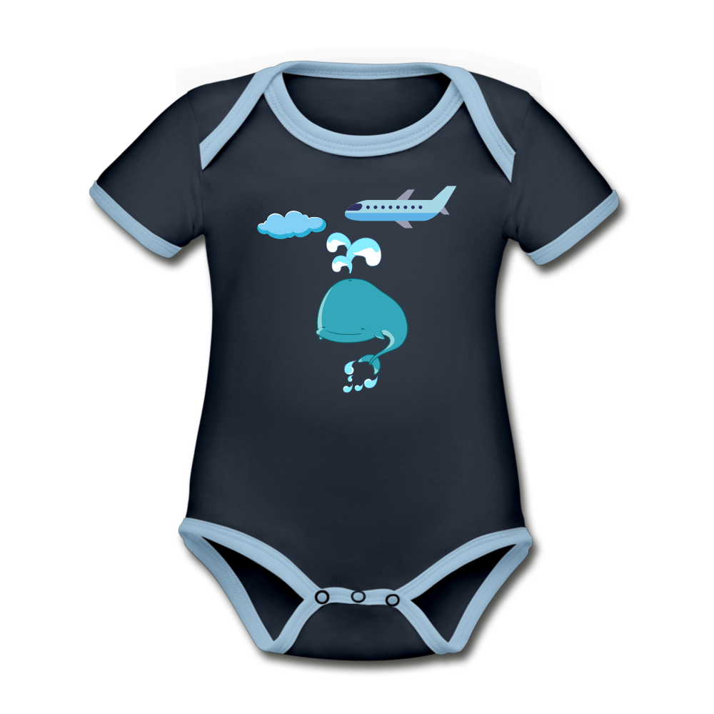 Organic Contrast Short Sleeve Baby Bodysuit - navy/sky
