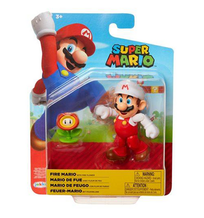 World of Nintendo  4" Fire Mario Figure with flower