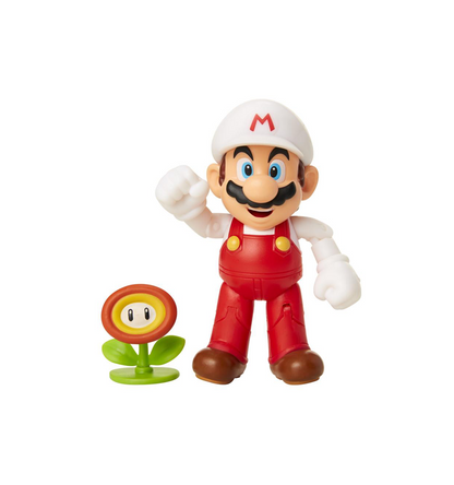 World of Nintendo  4" Fire Mario Figure with flower