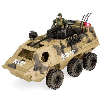 Military Fighter Toy Tank Truck w/ Army Soldier, Lights, Sound Play Set