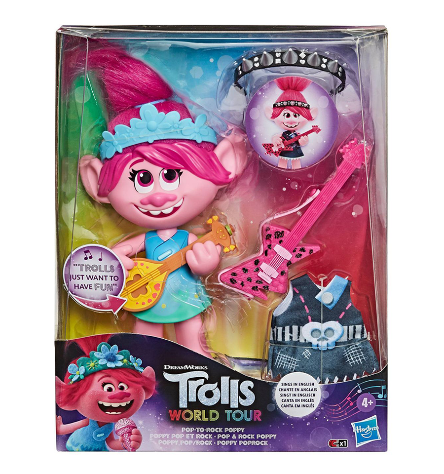 DreamWorks Trolls World Tour Pop-to-Rock Poppy Singing Doll