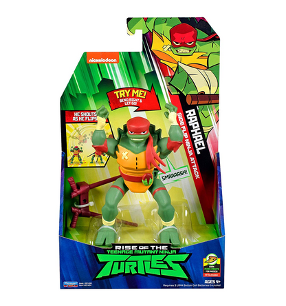 Rise of the Teenage Mutant Ninja Turtles Raphael Side Flip Ninja Attack Deluxe Figure